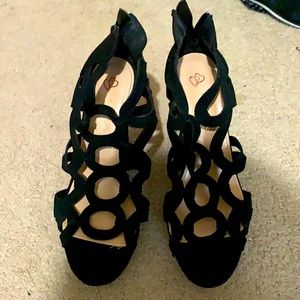Black wedge heels; only worn once